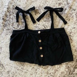 Ocean Drive Black Linen Top